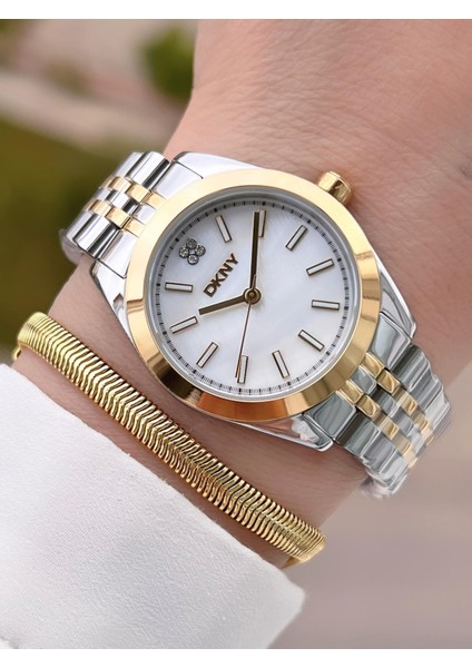 Çelik Kasa ve Kordon 5 Atm Suya Dayanıklı 2 Yıl Garantili Kadın Kol Saati+Bileklik DKNY.0035.1