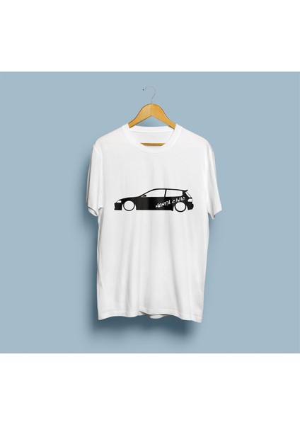 Oversize Honda Civic Araba Tasarım Unisex T-Shirt
