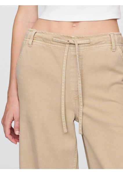 Kadın Bej Mid Rise Ultrasoft Easy Baggy Jean Pantolon fiyatları