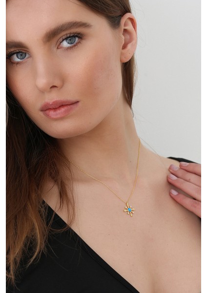 Kadın 925 Ayar Opal Taşlı Galaxy Yıldızı Kolye