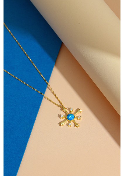 Kadın 925 Ayar Opal Taşlı Galaxy Yıldızı Kolye modelleri