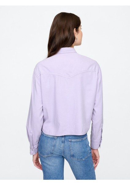 Kadın Lila Denim Western Gömlek indirimleri