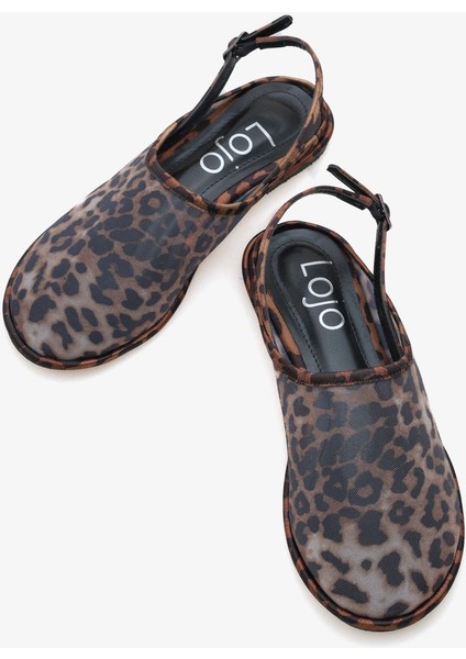 Kadın Ince Tül Arkası Açık Günlük Sandalet Ronsey Leopar modelleri