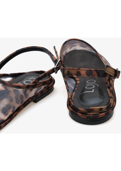 Kadın Ince Tül Arkası Açık Günlük Sandalet Ronsey Leopar fırsatları