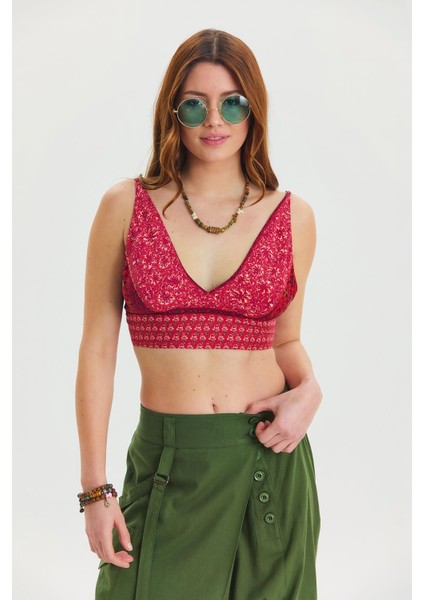 Bağcıklı Sırtı Açık Ayarlanabilir Crop Bluz