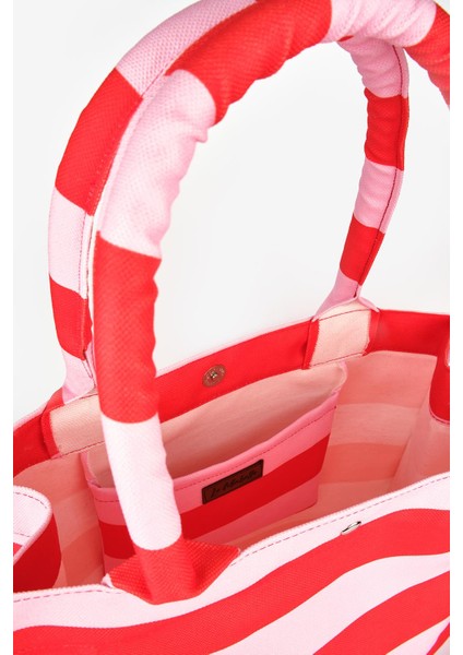 Pembe Çizgili Çocuk Plaj Çantası