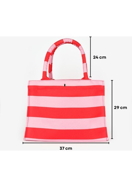 Pembe Çizgili Çocuk Plaj Çantası