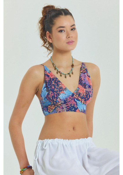 Bağcıklı Sırtı Açık Ayarlanabilir Crop Bluz