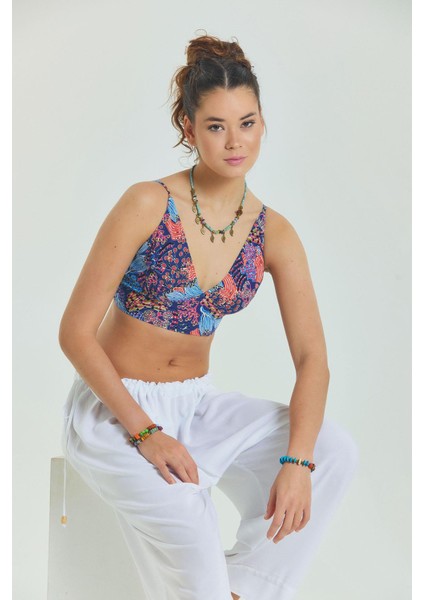 Bağcıklı Sırtı Açık Ayarlanabilir Crop Bluz