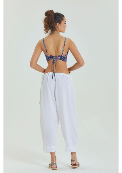 Bağcıklı Sırtı Açık Ayarlanabilir Crop Bluz