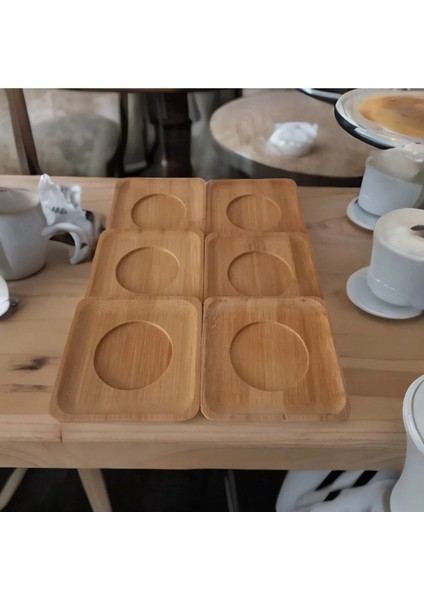 Kare Bambu Çay Tabağı