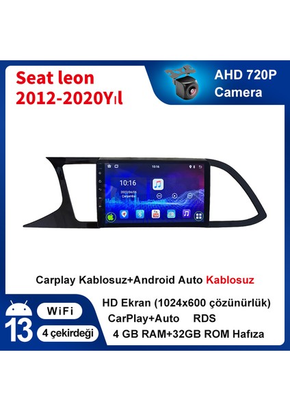 Seat Leon 2012-2020 Yıl Uyumlu 9 Inç 4 GB Ram 32 GB Hafıza Multimedya Carplay Navigasyon
