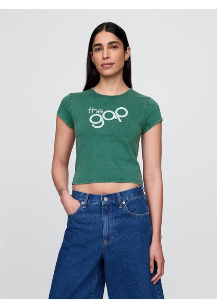 Kadın Yeşil Gap Logo T-Shirt