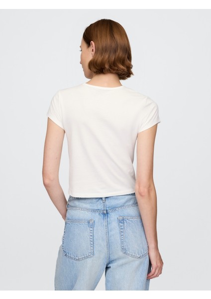 Kadın Kırık Beyaz Gap Logo T-Shirt fırsatları