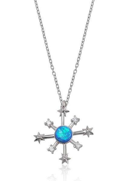 Kadın 925 Ayar Opal Taşlı Galaxy Yıldızı Kolye fırsatları