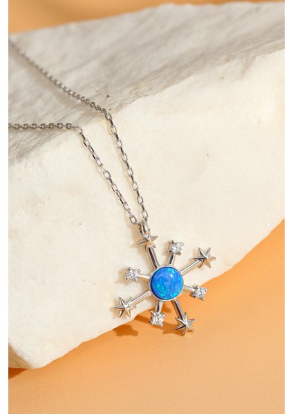 Kadın 925 Ayar Opal Taşlı Galaxy Yıldızı Kolye modelleri