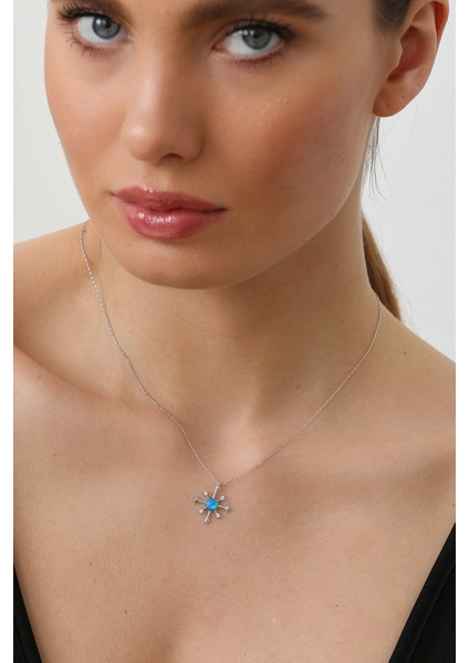 Kadın 925 Ayar Opal Taşlı Galaxy Yıldızı Kolye