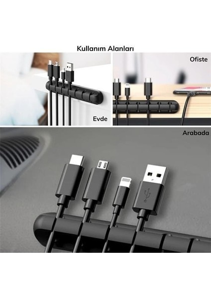 Buffer® Çok Amaçlı Kablo Tutucu Akrilik Güçlü Yapışkanlı Organizer Düzenleyici 16 Parça Set Kolay Ku