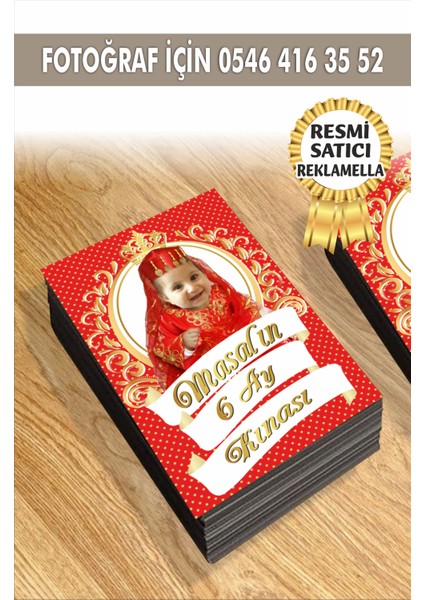 Kişiye Özel Resimli Doğum Günü Magneti 6 Ay Kınası 7x5 cm 10 Adet