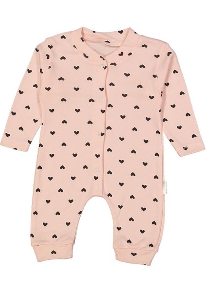 Kız Bebek Somon Kalpli Çıtçıtlı Tulum - 1014725