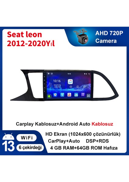 Seat Leon 2012-2020 Yıl Uyumlu 9 Inç 4 GB Ram 64 GB Hafıza Multimedya Carplay Navigasyon