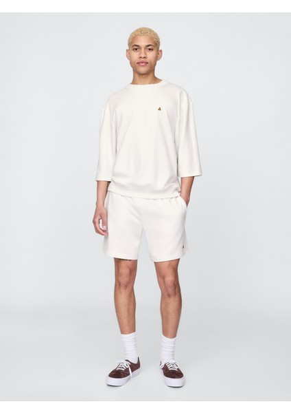 Erkek Bej Oversized Terry Bisiklet Yaka T-Shirt fiyatları