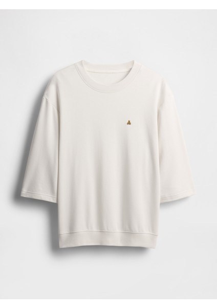 Erkek Bej Oversized Terry Bisiklet Yaka T-Shirt modelleri