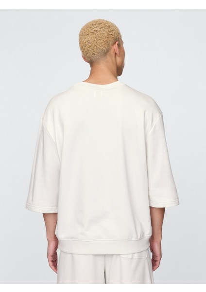 Erkek Bej Oversized Terry Bisiklet Yaka T-Shirt indirimleri