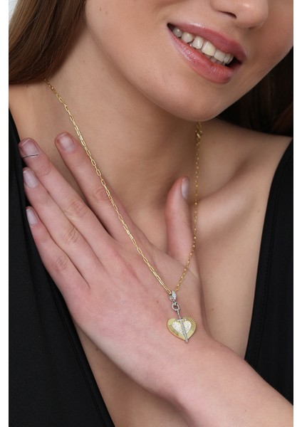 Kadın 925 Ayar Zirkon Taşlı Kılıç Kanat Kolye