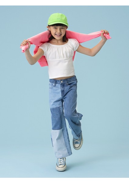 Kız Çocuk Mavi Low Rise Stride Patchwork Jean Pantolon fiyatları