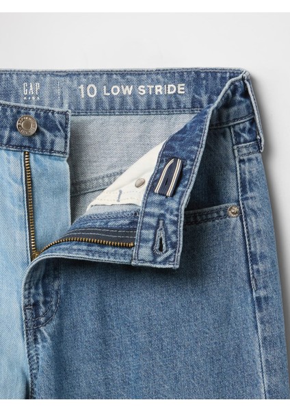 Kız Çocuk Mavi Low Rise Stride Patchwork Jean Pantolon modelleri