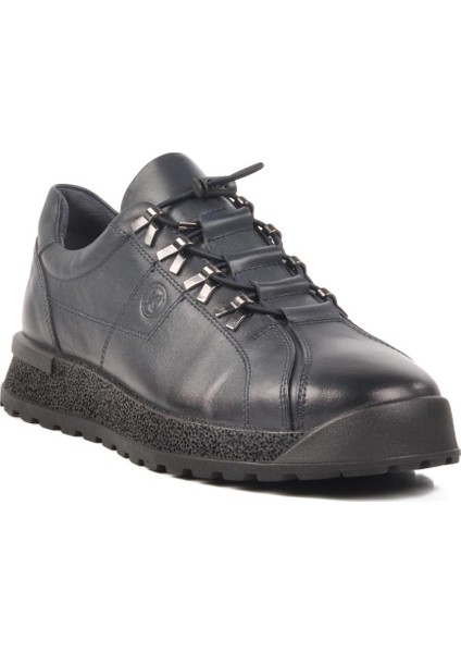 3K1820-3835 M Lacivert Hakiki Deri Erkek Sneaker