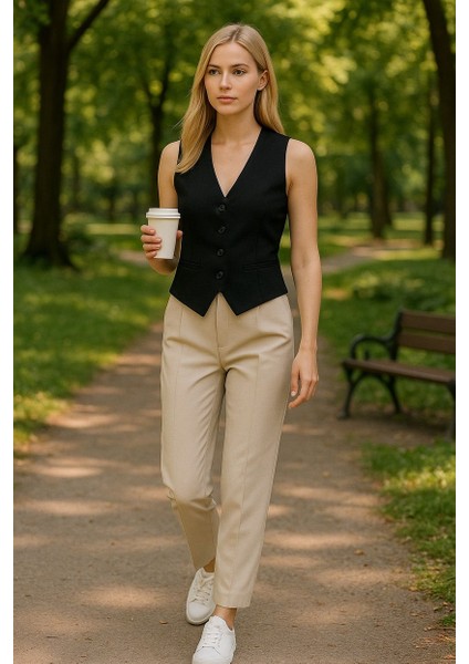 Kadın Siyah Crop Yelek fiyatları