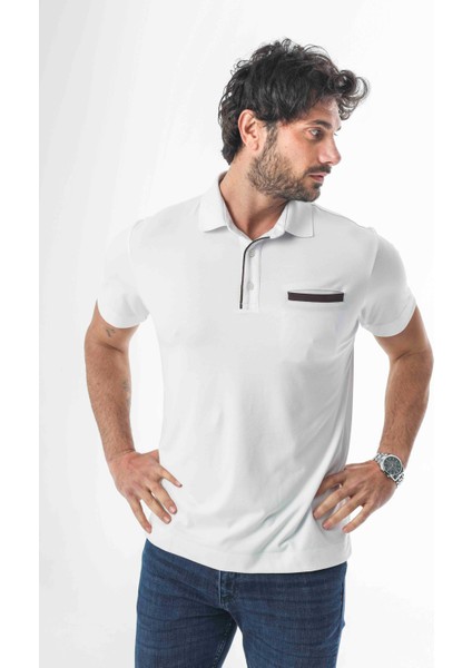 Polo Yaka Düğmeli Cepli Erkek T-SHIRT-6274