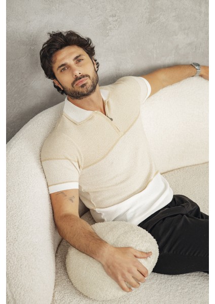 Luxury Tech Polo Yaka Yarım Fermuarlı Örme Triko T-SHIRT-TCY-1026