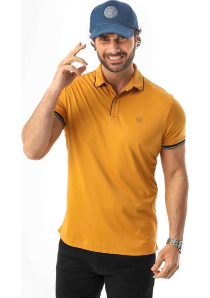 Pamuklu Yumuşak Dokulu Kumaş Polo Yaka Düğmeli T-SHIRT-6291