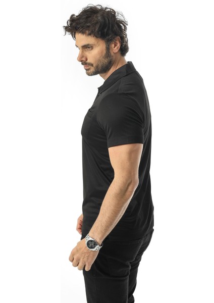 Polo Yaka Düğmeli Cepli Düz Renk T-SHIRT-6288 fiyatları