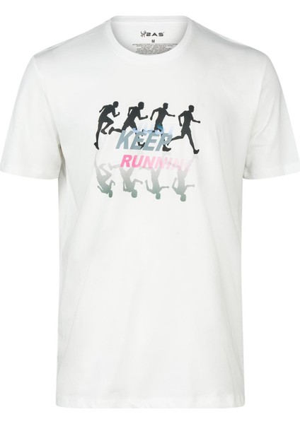 As Alex Baskılı Erkek Sıfır Yaka T-Shirt Beyaz