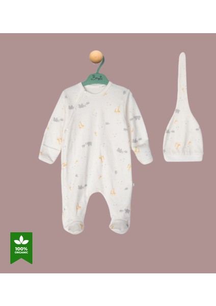 Zürafalı Kendinden Eldivenli ve Patikli Yenidoğan Tulumu fiyatları