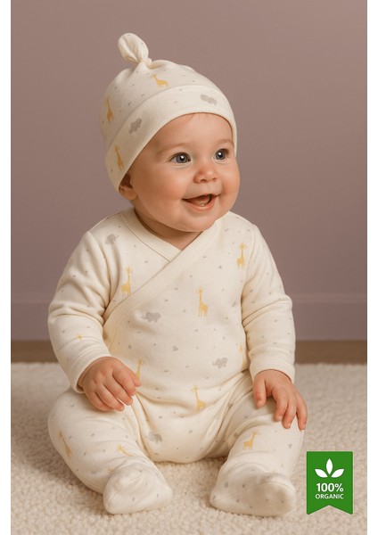 Zürafalı Kendinden Eldivenli ve Patikli Yenidoğan Tulumu fırsatları