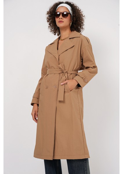 5936 Kruvaze Yaka Trençkot - Bisküvi fiyatları