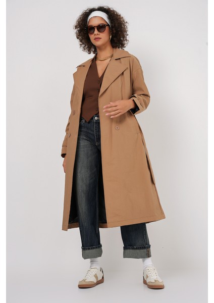 5936 Kruvaze Yaka Trençkot - Bisküvi modelleri