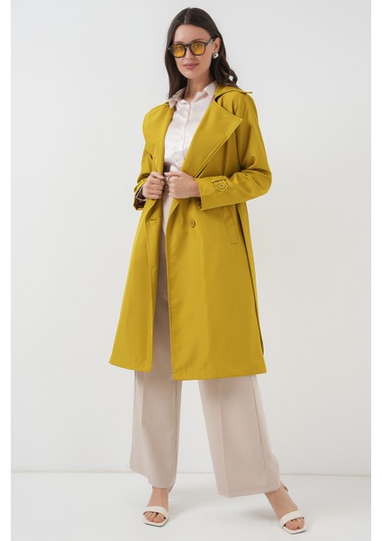 5918 Kruvaze Yaka Trençkot - Yağ Yeşil fiyatları