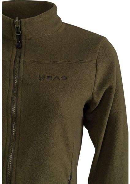 Cara Kadın Tam Fermuarlı Ince Polar Sweatshirt Haki