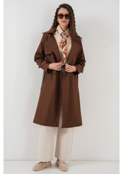 5918 Kruvaze Yaka Trençkot - Kahverengi fiyatları