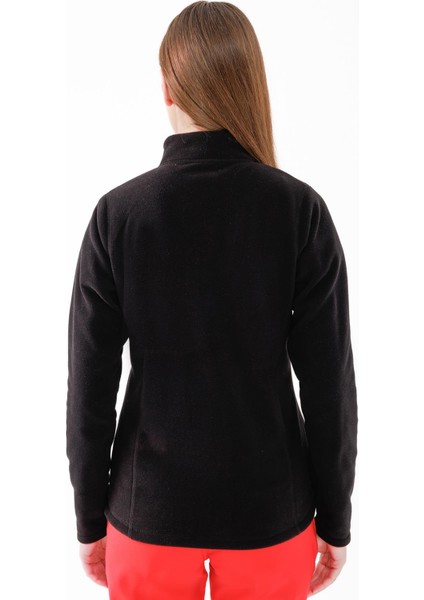 Camila Kadın Yarım Fermuarlı Ince Polar Sweatshirt Siyah