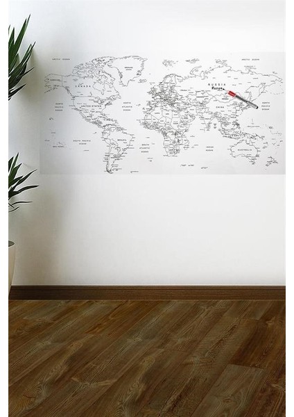 Buffer® Yazılabilir Dünya Haritası Manyetik Duvar Stickerı 110 x 56 cm