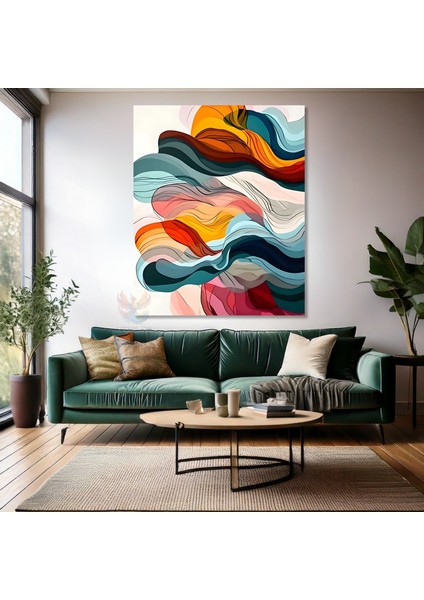 Duman Görünümlü Soyut Renkli Kanvas Tablo Duvar Tablosu Modern Ev Dekoru Kanvas Salon Tablosu