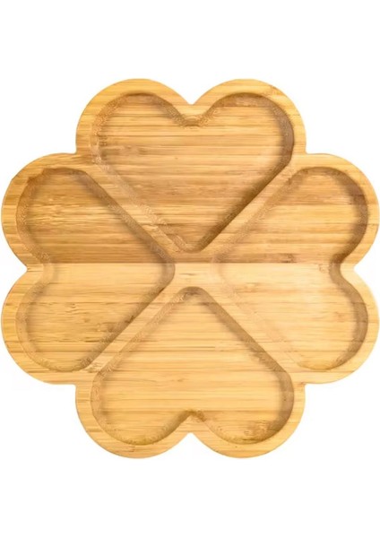 Yonca Dekoratif Ahşap Çerezlik - 4 Bölmeli Sunumluk