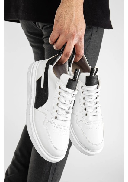 Pomas Erkek Beyaz Siyah Garantili Günlük Rahat Dikişli Hafif Taban Yürüyüş Garantili Spor Ayakkabı POMAS-5219 fırsatları